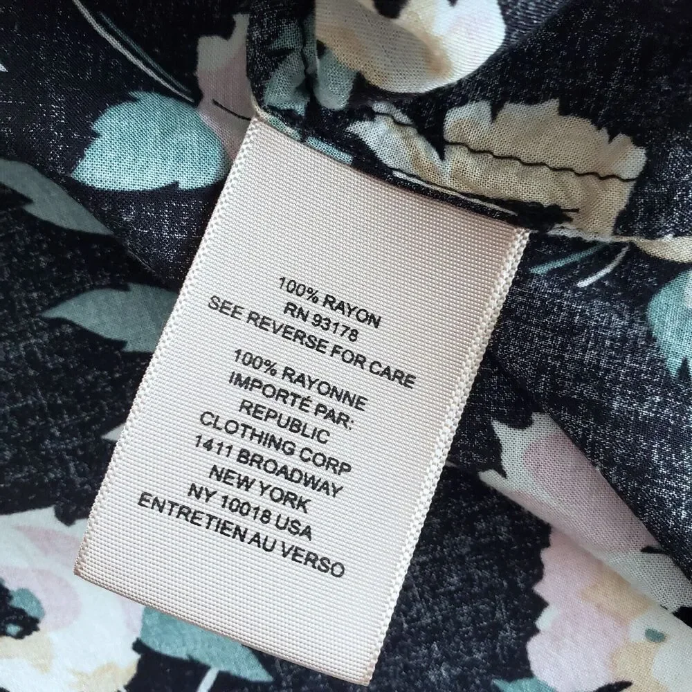 Philosophy Top Womens L Blue Floral Tie Neck Blouse Cottagecore Preppy Boho Twee